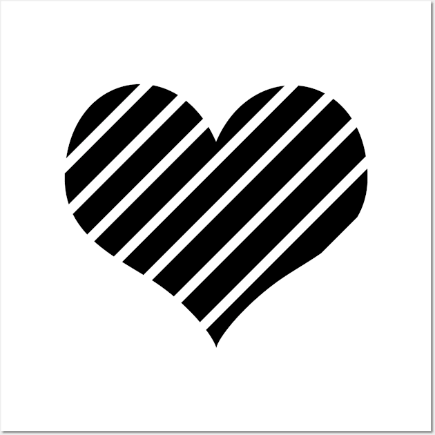 Black Striped Heart Wall Art by EdifyEra